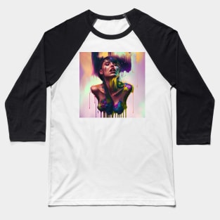 Elegantly Wasted - Emotionally Fluid Collection - Psychedelic Paint Drip Portraits Baseball T-Shirt